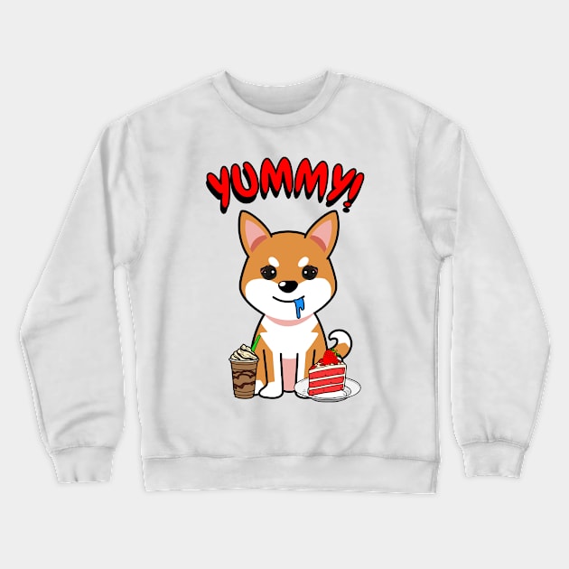 Cute orange dog is having coffee and cake Crewneck Sweatshirt by Pet Station